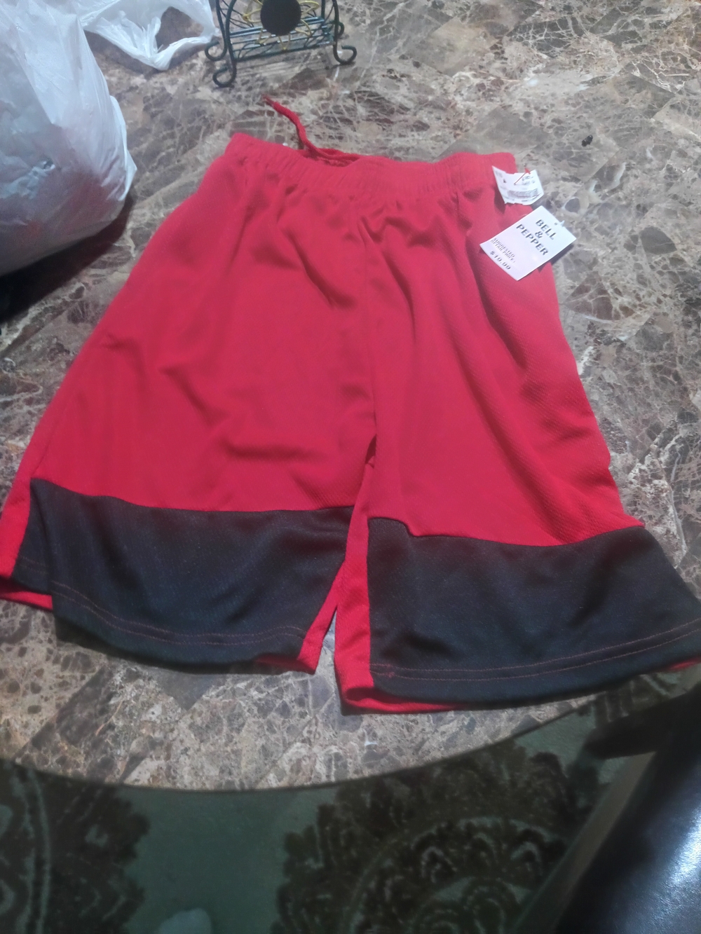 Red Athletic Shorts with Black Trim